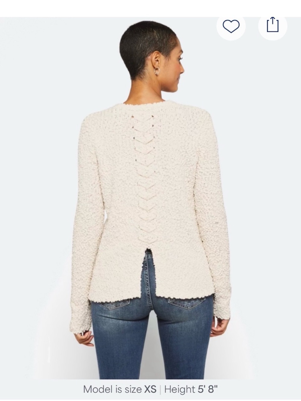 NWT bobeau Cream Textured Sweater with Back Detail